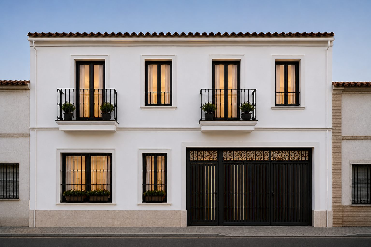 Recreación virtual de la fachada de una vivienda de Gines